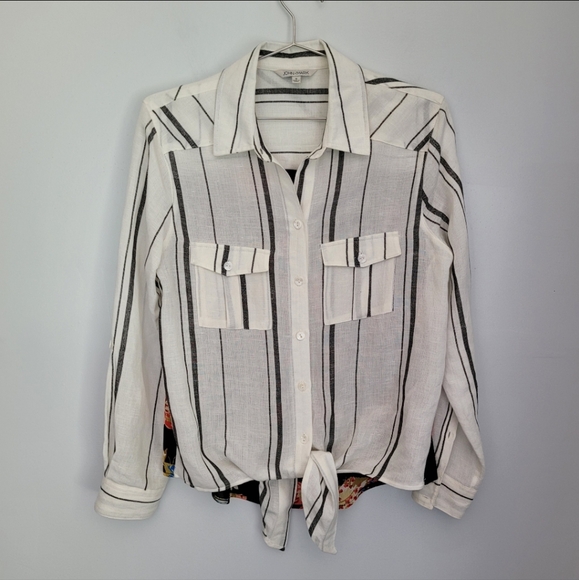 John Mark Tops - John Mark | Linen Button Down w/ Floral back design